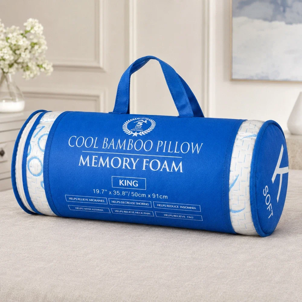 5 Star Cool Bamboo King Memory Foam Cooling Pillow New in Bag